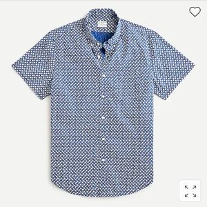 J. Crew Short-sleeve stretch cotton poplin shirt in geometric leaves print